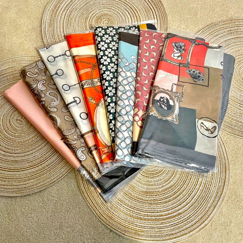 NWT satin head shoulder silk scarf hijab various